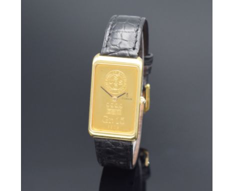 CORUM Herrengolduhr in Form eines 15g Feingoldbarrens Nr. 3209 Referenz 55400,  Handaufzug, Schweiz für den US-Markt um 1978,