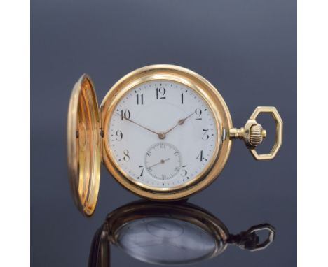 IWC große &amp; schöne Herrensavonette in RG 585/000,  Schweiz um 1910, streifenguill. 3 -Deckel Goldgeh. l. dell., 2-tlg. Em