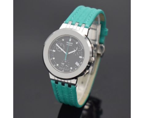 RADO Diastar Armbanduhr mit Chronograph in Stahl,  Schweiz um 2005, quarz, Ref. 538.0470.3, Boden aufgedr., orig. Lederband m
