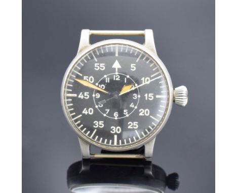 A. LANGE &amp; SÖHNE Kaliber 48.1 Fliegerarmbanduhr,  Deutschland um 1944, Handaufzug, matt. Metallgeh., Boden &amp; Glasrand