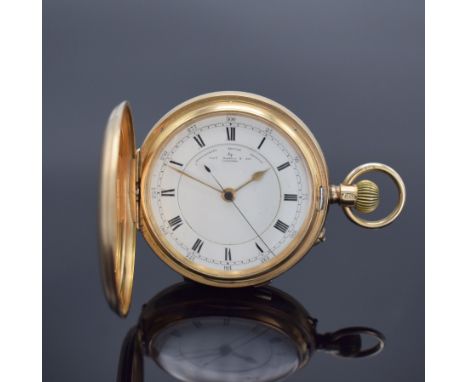 Th. RUSSEL Chronograph Centre Seconds große Herrensavonette in RG 375/000,  England/ Schweiz lt. Hallmark Chester 1913, glatt