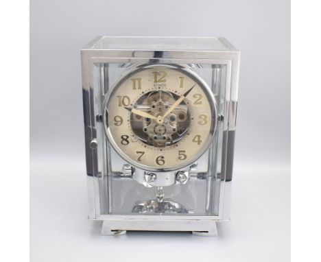 J.L. REUTTER ATMOS Pendule Perpetuelle,  Frankreich um 1935, verchr. Geh., 5 seitig facett. vergl., vorne &amp; hinten zu öff