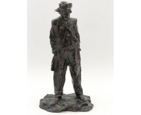 After Edouard Fortini, a patinated bronze figure of a standing man, signed to base with foundry stamp: Eugene Blot. H.28cm.