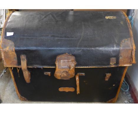 A leather bound travel trunk 