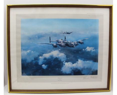 AFTER ROBERT TAYLOR 'Lancaster', first edition print signed by Group Captain Leonard Cheshire VC, DSO, DFC, published by Univ