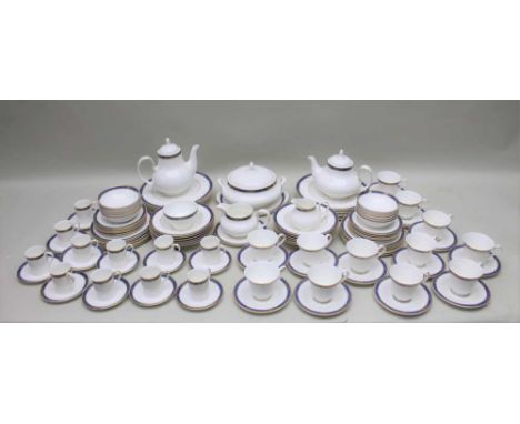 AN EXTENSIVE ROYAL DOULTON PORCELAIN PART TEA, COFFEE &amp; DINNER SERVICE in the Cathay pattern, with tea and coffee pot, su