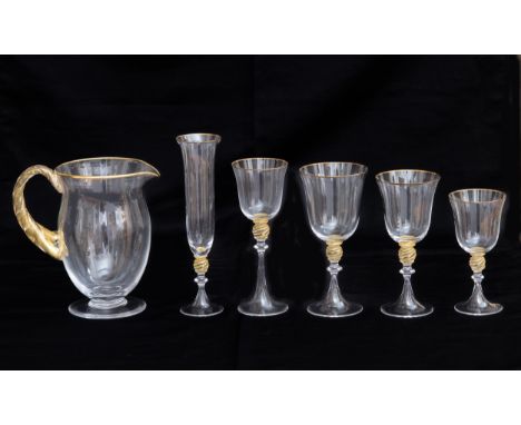 The service has 58 pieces and is composed as follows: 12 white wine glasses; 12 red wine glasses; 11 Rhine wine glasses; 11 w