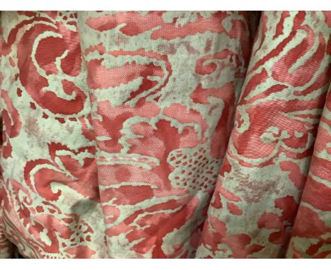 Designer Fortuny (1871-1949) vintage early/mid 20th century Fortuny Italian curtains, red and cream lined and interlined prin