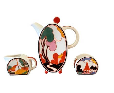 Wedgwood Clarice Cliff limited edition three piece Bonjour coffee set