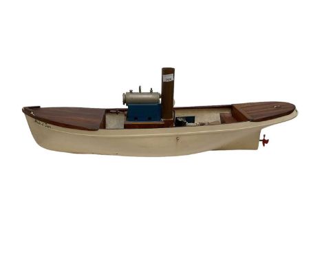 Scratch built pond yacht with steam engine, 91cm long