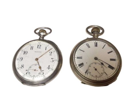 Zenith continental silver pocket watch with 'Grand Prix Paris 1900' engraved to the inside of case, together with an Ally Slo