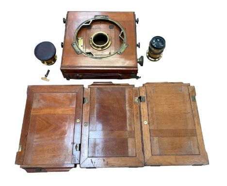 Victorian plate camera with lens engraved 'Sold by John Piggott 117 Cheapside London No. 398', and an Ensign plate camera (2)