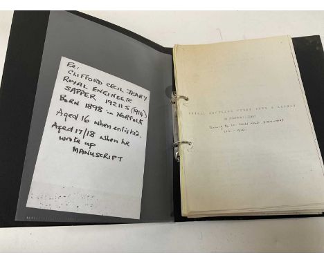 Interesting typed First World War manuscript from Clifford Cecil Jeary "Thirty Thousand Miles With a Kitbag", this manuscript