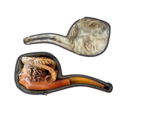 Large 19th century meerschaum pipe in original case