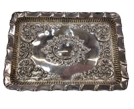 Edwardian sliver dressing table tray with embossed decoration, (Sheffield 1904), maker Walker &amp; Hall.