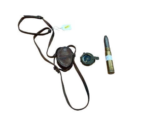 First World War 1915 Officers compass in case and cannon shell (2)