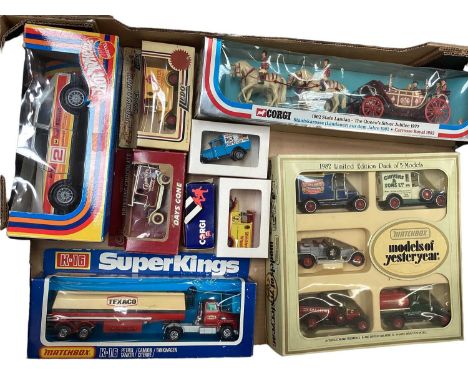 Matchbox Super Kings Petrol Tanker K-16, boxed, plus Sea Kings (loose) and other vehicles (2 boxes)