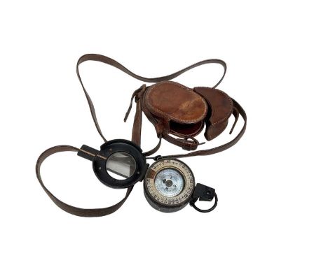 Second World War British Army Officer's Prismatic Compass in black painted finish, stamped E. R. Watts &amp; Son, No. 2930 19