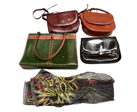 Vintage handbags including two small saddle bag style handbags by Etienne Ainger, Vera Pelle Cuoieria Florentina green and ta