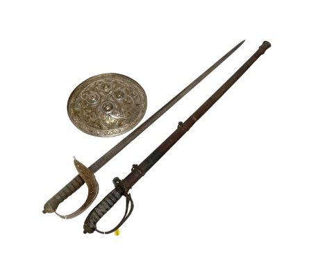 Victorian 1854 Pattern Infantry officers sword with brass scabbard and British 1897 Pattern Infantry Officers sword by Henry 