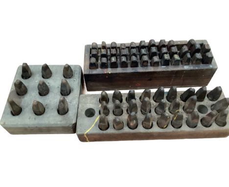 Group of printing press letters and tools