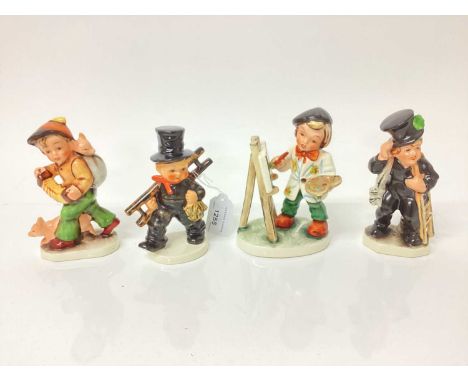 Seven German Friedel figures, all boxed together with a Hummel figure (8)