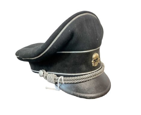 Nazi SS Officers cap, the interior with label for K. Muller, believed to be an early post war copy. 