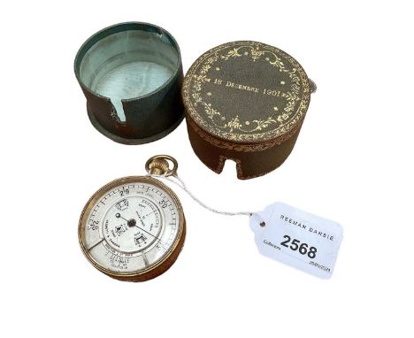 Early 20th century Negretti &amp; Zambra Gilt Brass Weather Watch English, engraved to the silvered face 'Negretti &amp; Zamb