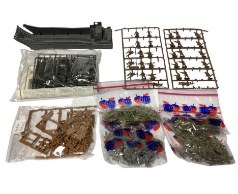 Selection of WWII small scale soldiers &amp; two mini army carrying cases (qty)