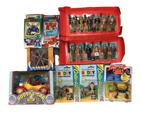 Mixed lot of Toys including Noddy, Dinky &amp; String Ray diecast, constructed Zoids and 12" Indian action figures and others