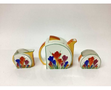 Bradex Clarice Cliff limited edition Crocus pattern Tea For Two set - 8 pieces