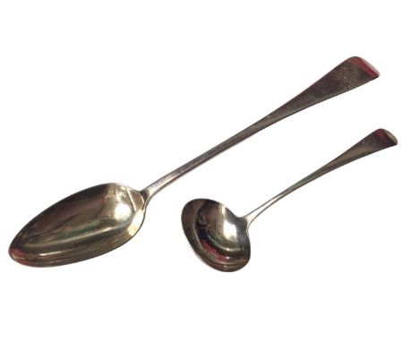 Georgian silver serving spoon (London 1836) and a George III silver ladle (London 1791)