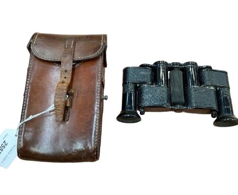Pair First World War Officers Negretti &amp; Zambra Minim folding binoculars in case embossed with officers name and 58th Reg