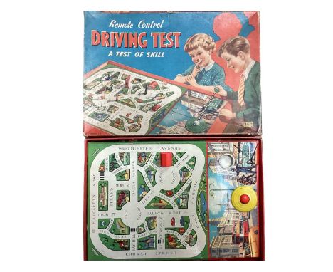 Merit vintage Driving Test game, tin plate clockwork penguin, Charbens Series Fire Engine &amp; pistol (qty)