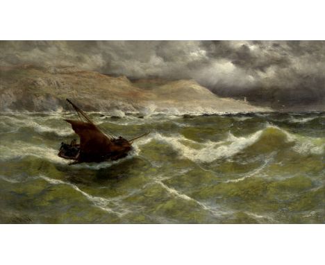 Thomas Rose Miles (British, active 1869-1906)'Squally Weather: Blackgang of the Catherines', Isle of Wightsigned 'T R Miles' 