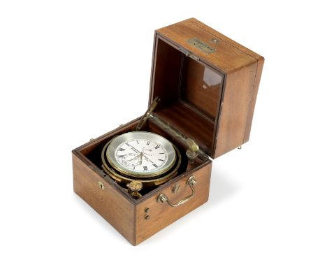 A late 19th century German mahogany and brass two day marine chronometerChronometer-Werke G.M.B.H., Hamburg, No.484The signed