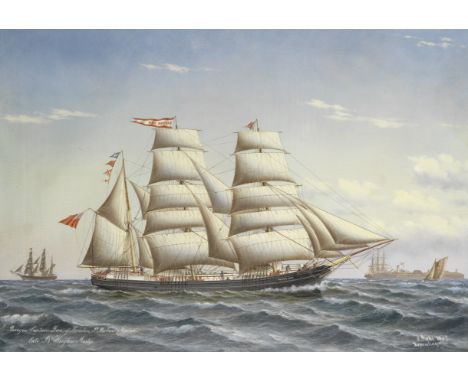 Jorgen Dahl (Danish, 1825-1890)The barque Captain Dan off Trekroner Fort, Copenhagensigned, dated and inscribed 'J.Dahl 1879/
