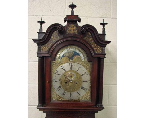 A late 18th century George III mahogany longcase clock by Wyke and Green Liverpool, swan neck pediment with ebonised finials 