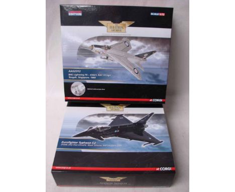 Corgi Aviation Archive, 1:72 scale limited edition AA32312 BAC Lightning F6 X5921 and Eurofighter Typhoon F.2 ZH558 in origin