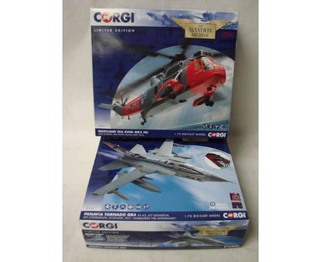 Corgi Aviation Archive, 1:72 scale limited edition AA33419 Westland Sea King MK5 HU and AA33614 Panavia Tornado CR4 in origin