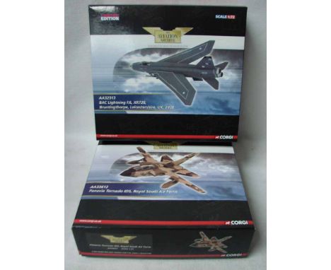 Corgi Aviation Archive 1:72 scale limited edition AA33612 Saudi Panavia Tornado and BAC Lightning F.6 XR728, in original boxe