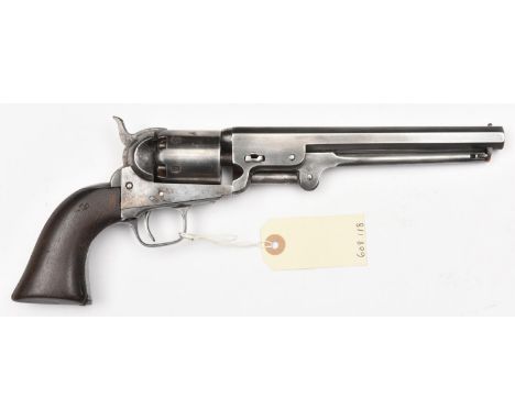 A 6 shot .36" British Military issue Colt Model 1851 Navy percussion revolver,  number 15497 (1855), with London address, the