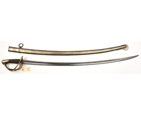 A good French M1822 light cavalry trooper's sword, curved, fullered blade 36", with narrow back fuller to centre section, wit