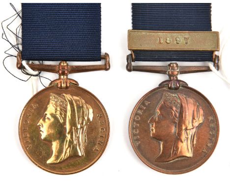 Metropolitan Police:  Jubilee 1887, with clasp 1897 (P.C. J. Bond, R. Divn) Abt VF; Jubilee 1897 (P.C. G. Green H. Divn). VF 