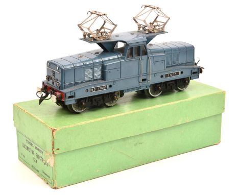 A Scarce French Hornby O Gauge 3-rail electric SNCF Bo-Bo twin pantograph centre cab electric locomotive. RN BB13001 in light