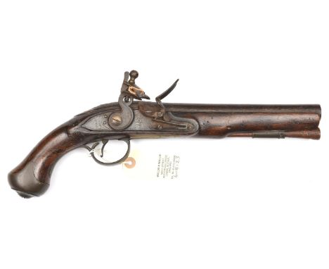 A .65" Dublin Castle Light Dragoon flintlock holster pistol, barrel 8¾" with traces of ordnance proofs, the flat single line 