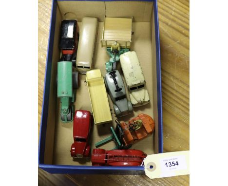 10 Dinky Toys. Loud Speaker Van, Royal Mail van, Luxury Coach, delivery van, Daimler Ambulance, Leyland Forward Control lorry