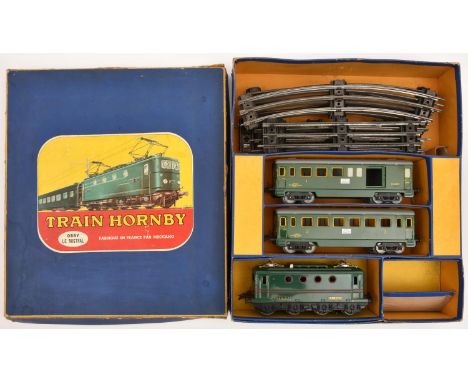 A French Hornby O gauge 'Train Hornby OBBV Le Mistral' set. Comprising a 3 rail electric Bo-Bo twin pantograph electric locom