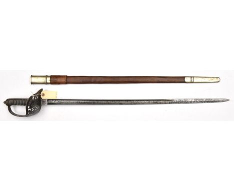 An 1895 pattern infantry officers sword,  earlier slightly curved, fullered blade 33", by Wilkinson, no 31139 (for 1891) etch