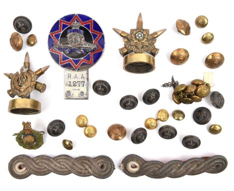 A R Artillery Association car bumper badge,  enamelled, chrome plated KC badge as for cap in star on roundel, stem stamped "R